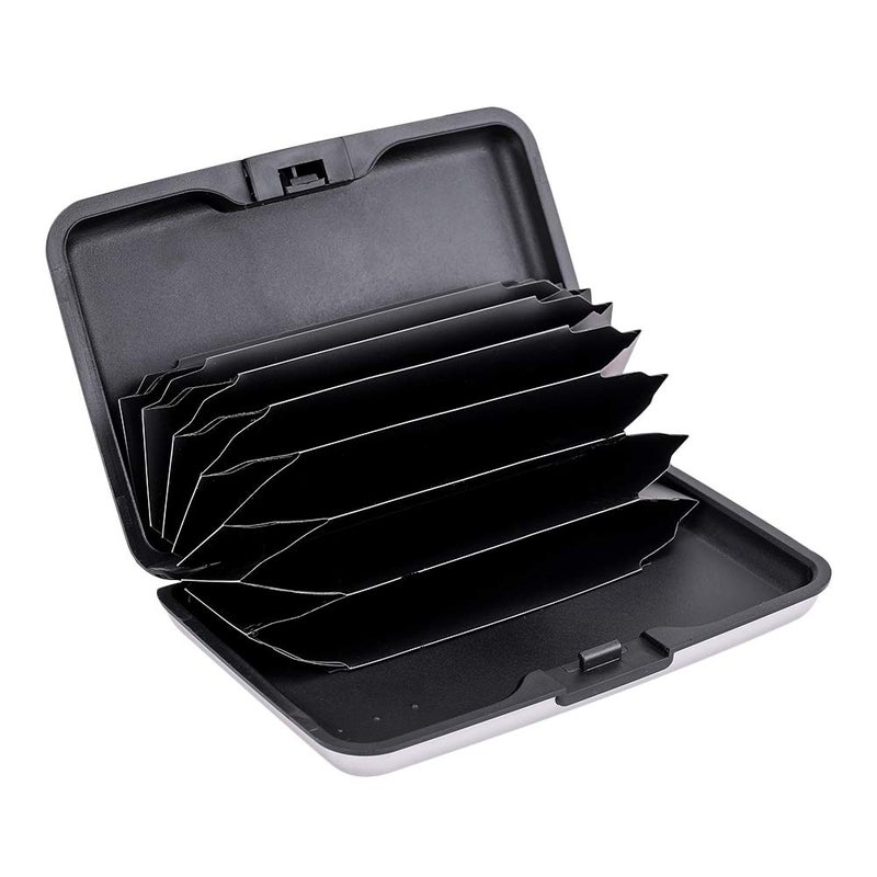 ELFISH حافظة بطاقات الائتمان من ELFISH مع حماية من RFID، علبة هوية من الألمنيوم، حافظة بطاقات صلبة، محفظة معدنية للرجال أو النساء (فضي) - Image 2